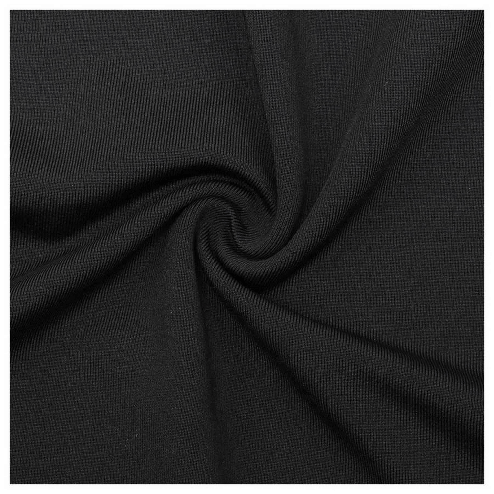 Close-up of stretchy black fabric used in Men's Athletic Long Sleeve Sports Top SF2223, showcasing texture and quality.